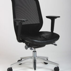 Orangebox Joy12 kontorstol med armlæn - sort læder/mesh