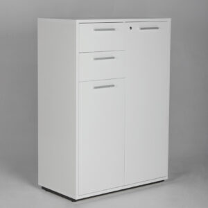 Skab med skuffer - hvid højglans laminat