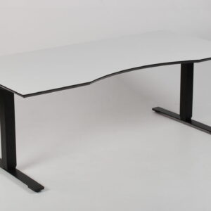 Dencon Delta hæve sænkebord - hvid laminat med sort kant
