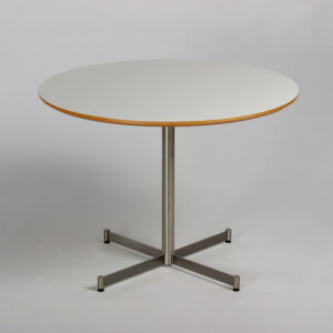 Rundt cafébord - hvid laminat med trækant