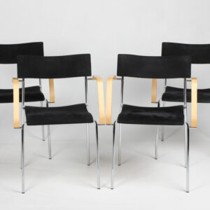 Sæt på 4 stk. Lammhults Campus konferencestole - sort alcantara/birk