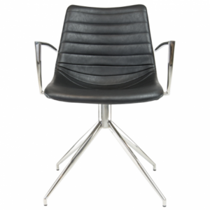 Ventus Down konferencestol med armlæn - sort PU-læder/krom