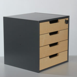 Kinnarps skuffeindsats med nøgle - grå/lys birk