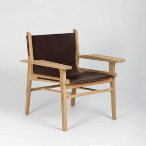 NDG02 loungestol - eg/brunt kernelæder