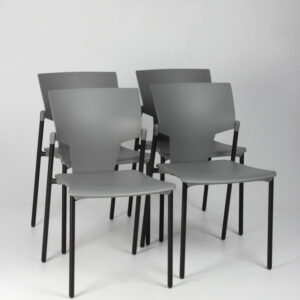 Sæt på 4 stk. Fumac Aktiva kantinestole - grå PP