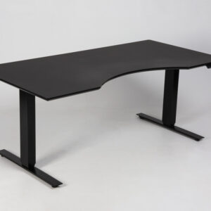 Swedstyle hæve sænkebord med mavebue - sort linoleum/sort stel