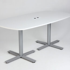 Konferencebord med strømudtag - hvid laminat