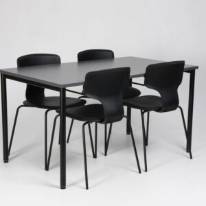 Kantinesæt med stoleophæng til 4 personer - sort/antracitgrå