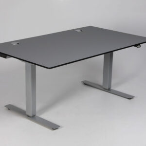 Hæve sænkebord - grå soft nano-laminat med sort kant