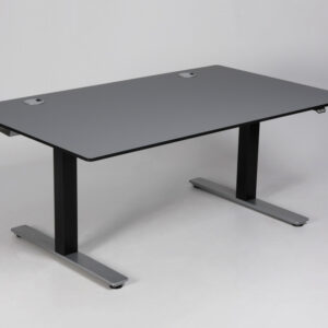 Hæve sænkebord - grå soft nano-laminat med sort kant