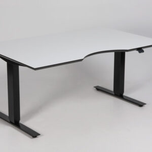 Swedstyle hæve sænkebord med mavebue - hvid laminat med sort kant