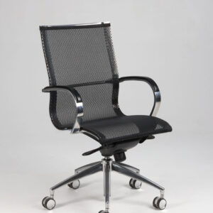 Emmegi kontorstol med armlæn - sort/poleret aluminium