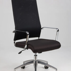 Konferencestol på hjul – sort mesh/krom