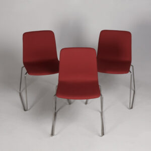 3 stk. Paustian Spinal 44 konferencestole - rød steelcut