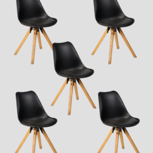 5 stk. spisebordsstole - sort plast/eg