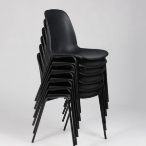 Stabelstol - sort plast/sort stel