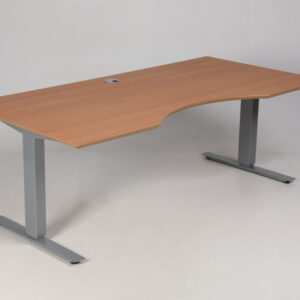 Swedstyle hæve sænkebord med mavebue - bøgelaminat/gråt stel