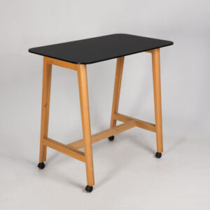 Narbutas Wood højbord på hjul - sort nano-laminat/egetræ