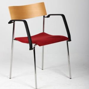 Lammhults Campus konferencestol med armlæn - rød alcantara/bøg