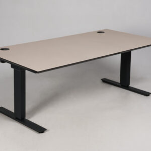 Hæve sænkebord - beige linoleum/sort stel