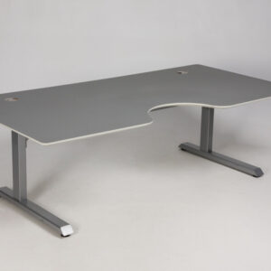 Linak hæve sænkebord med mavebue - grå linoleum/gråt stel