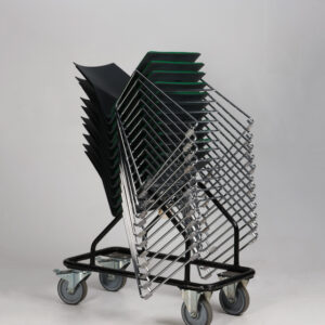 Stolevogn med 11 stk. Four Design stabelstole - grøn/antracitgrå plast