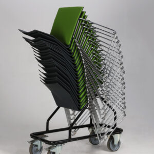 Stolevogn med 18 stk. Four Design stabelstole - limegrøn/antracitgrå plast