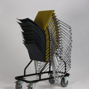 Stolevogn med 14 stk. Four Design stabelstole - karrygul/antracitgrå plast