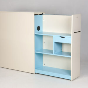 Dencon højrevendt udtræksskab - pastelblå/cremehvid