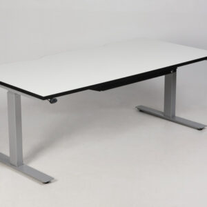 Linak hæve sænkebord med kabelindhak - hvid laminat med sort kant