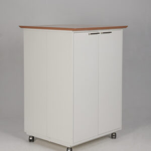 Dobbelt kontorskab med topplade og hjul - hvid laminat/eg