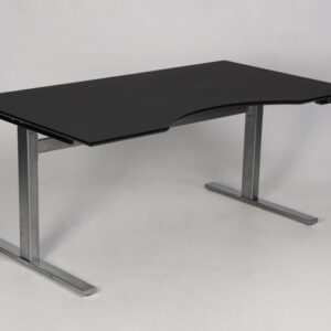 Linak hæve sænkebord - sort linoleum/satinbørstet stål