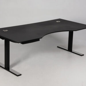 Linak hæve sænkebord med mavebue - sort linoleum/krom