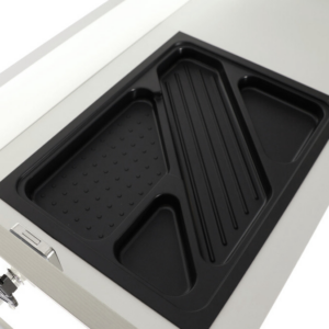 Savir Design venstrevendt udtræksskab - hvid laminat