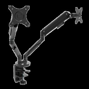 Dobbelt monitorarm til bordmontering - sort