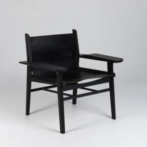 NDG02 loungestol - sortbejdset eg/sort læder