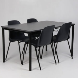 Kantinesæt med stoleophæng til 4 personer - sort/antracitgrå