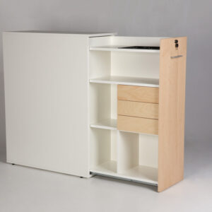 Fumac højrevendt udtræksskab - ask/hvid laminat