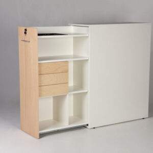 Fumac venstrevendt udtræksskab - ask/hvid laminat