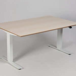 Swedstyle hæve sænkebord - hvidpigmenteret ahornfinér/hvidt stel