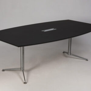 Paustian Spinal konferencebord med kabellem - sort linoleum/børstet stål