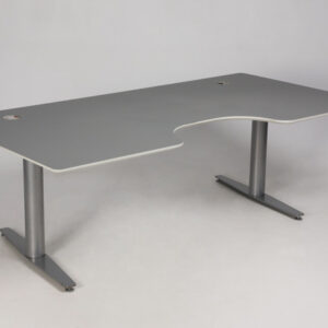 Linak hæve sænkebord med mavebue - grå linoleum/gråt stel