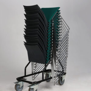 Stolevogn med 16 stk. Four Design stabelstole - flaskegrøn/antracitgrå plast