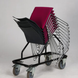 Stolevogn med 8 stk. Four Design stabelstole - pink/antracitgrå plast