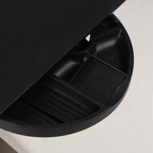 Linak hæve sænkebord med frontplade - sort linoleum/børstet stål