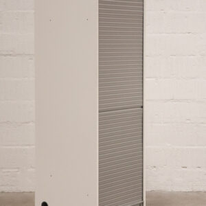 Jalousiskab med udtrækshylde - hvid laminat