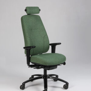 RH Logic 220 Elite kontorstol med armlæn og nakkestøtte - grønmeleret uld