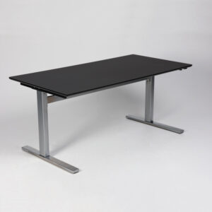 Linak hæve sænkebord - sort linoleum/satinbørstet stål