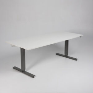 EFG hæve sænkebord - hvid laminat/gråt stel