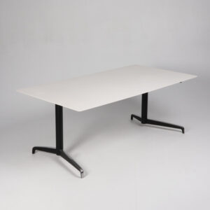 Holmris Genese hæve sænkebord - hvid plast/sort/poleret alu